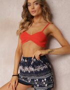 r&f fashion Pantaloni scurți Bleumarin cu flori cu șnur și elastic în talie Birrsa