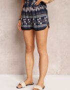 r&f fashion Pantaloni scurți Bleumarin cu flori cu șnur și elastic în talie Birrsa