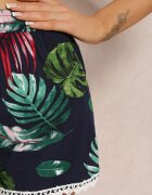 r&f fashion Pantaloni scurți bleumarin din viscoză cu imprimeu floral cu elastic în talie și bordură din dantelă Ruta