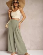 r&f fashion Pantaloni Verde închis stil Aladdin talie înaltă cu elastic în talie Riselma