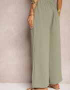 r&f fashion Pantaloni Verde închis stil Aladdin talie înaltă cu elastic în talie Riselma