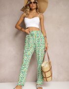 r&f fashion Pantaloni Verzi din Viscoză cu Talie Înaltă și Croială Clasică finisați cu Elastic în Talie Dalfea