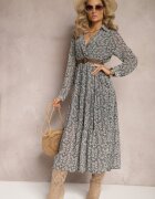 r&f fashion Rochie Alb-Negru Cloș cu flori cu curea Rakhila