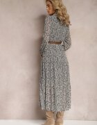 r&f fashion Rochie Alb-Negru Cloș cu flori cu curea Rakhila