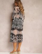 r&f fashion Rochie Alb-Negru De Plajă Din Plasă Brodată Fida