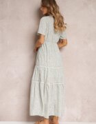 r&f fashion Rochie Albastru deschis Boho cu ciucuri și decorațiuni ajurate Poniti