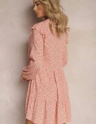 r&f fashion Rochie Mini Roz evazată cu flori cu volane Limrena
