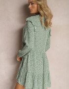 r&f fashion Rochie Mini Verde cu croi evazat cu imprimeu floral cu volane Limrena