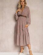 r&f fashion Rochie Roz Evazată cu Flori cu Curea Rakhila