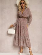 r&f fashion Rochie Roz Evazată cu Flori cu Curea Rakhila