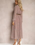 r&f fashion Rochie Roz Evazată cu Flori cu Curea Rakhila