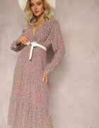 r&f fashion Rochie Roz Evazată cu Flori cu Curea Rakhila