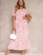r&f fashion Rochie Roză Maxi cu mânecă scurtă și volan Hartleigh