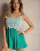 r&f fashion Salopetă Verde cu Inserție de Dantelă cu Bretele Subțiri Tiritana