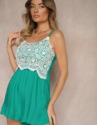 r&f fashion Salopetă Verde cu Inserție de Dantelă cu Bretele Subțiri Tiritana