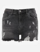 redseventy Pantaloni scurți de blugi Gri închis Talie înaltă cu rupturi decorative Vimalira