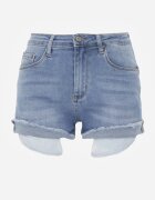 redseventy Pantaloni scurți din denim Albaștri cu talie înaltă cu efect push-up și cu picioare asimetrice Zilisea