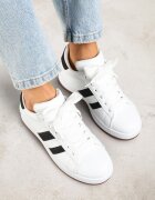 renda Adidași Albi în Stilul Tenișilor Iconici cu Benzi Decorative Marazea