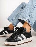 renda Sneakers Negri în Stil de Adidași Iconici cu Benzi Decorative Marazea