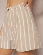 retro & icone Bermude Bej Pantaloni scurți Talie înaltă în dungi Vikitesa