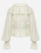 retro & icone Bluză Verde tip Boho Decorată cu volane Sarlyss
