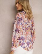retro & icone Cămașă Alb-roz florală cu mâneci bufante Runelia