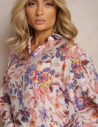 retro & icone Cămașă Alb-roz florală cu mâneci bufante Runelia