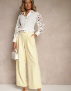 retro & icone Cămașă Albă cu Mâneci Elegante Împodobite cu Dantelă Ajourată Urecca