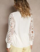 retro & icone Cămașă Albă cu Mâneci Elegante Împodobite cu Dantelă Ajourată Urecca
