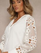 retro & icone Cămașă Albă cu Mâneci Elegante Împodobite cu Dantelă Ajourată Urecca