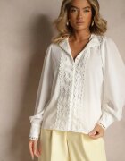 retro & icone Cămașă Albă Dantelată cu nasturi perlați Inhis
