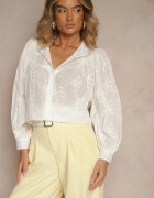 retro & icone Cămașă Albă Din bumbac cu Broderie Decorativă Lascam