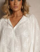 retro & icone Cămașă Albă Din bumbac cu Broderie Decorativă Lascam