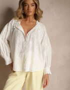 retro & icone Cămașă Albă din Bumbac cu Broderie Delicată Nikoridie