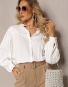 retro & icone Cămașă Albă Din Bumbac cu Nasturi și Mâneci Lungi Werica