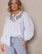 retro & icone Cămașă Albastru deschis din bumbac cu broderie Norretis
