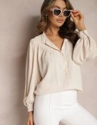 retro & icone Cămașă Bej deschis cu Guler Tunica Inspirată de Stilul Retro Bubiana