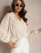 retro & icone Cămașă Bej deschis cu Guler Tunica Inspirată de Stilul Retro Bubiana
