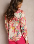 retro & icone Cămașă Bej-Roz Decorată cu un Imprimeu Abstract Ușor Strălucitor Xilene