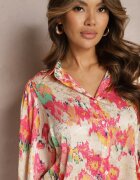 retro & icone Cămașă Bej-Roz Decorată cu un Imprimeu Abstract Ușor Strălucitor Xilene