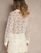 retro & icone Cămașă bej transparentă cu model floral perle și paiete Raviolla