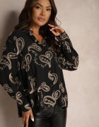 retro & icone Cămașă Neagră din Viscoză cu Fir Metalic și Broderie Elorianae