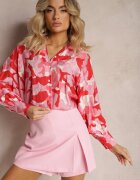 retro & icone Cămașă Roșu-Roz cu croi clasic cu închidere cu nasturi și mânecă lungă Fiomina