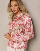 retro & icone Cămașă roz-bej cu legătură și nasturi cu imprimeu floral Fioralba