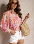 retro & icone Cămașă Roz-Bej cu Mânecă Lungă nasturi guler și manșete late Fiacora
