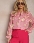 retro & icone Cămașă Roz cu volane și model de stele Limixa