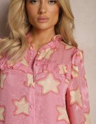 retro & icone Cămașă Roz cu volane și model de stele Limixa