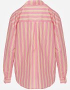 retro & icone Cămașă Roz din Bumbac Oversize cu Dungi Verticale Telaria