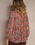 retro & icone Cămașă Roz-Verde cu model floral din țesătură transparentă Omertala