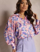 retro & icone Cămașă Roz-Violet Decorată cu Imprimeu Abstract Sharleen